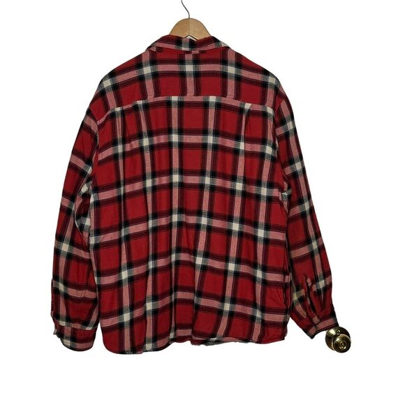 Wrangler unisex red plaid fleece lined flannel shirt shacket jacket size XL - Picture 2 of 9